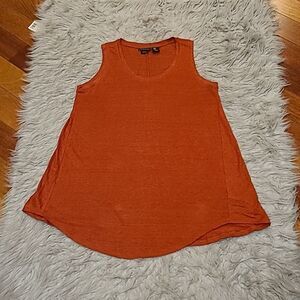 Tahari womens dark orange linen flowy‎ tank top size medium